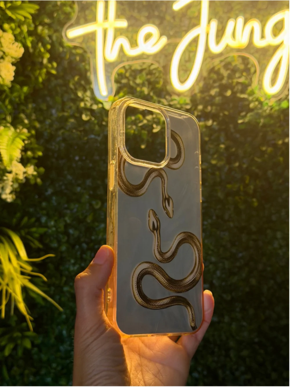 iPhone 15 Pro Max Case Iridescent Pearly White & Gold Snake Patterned